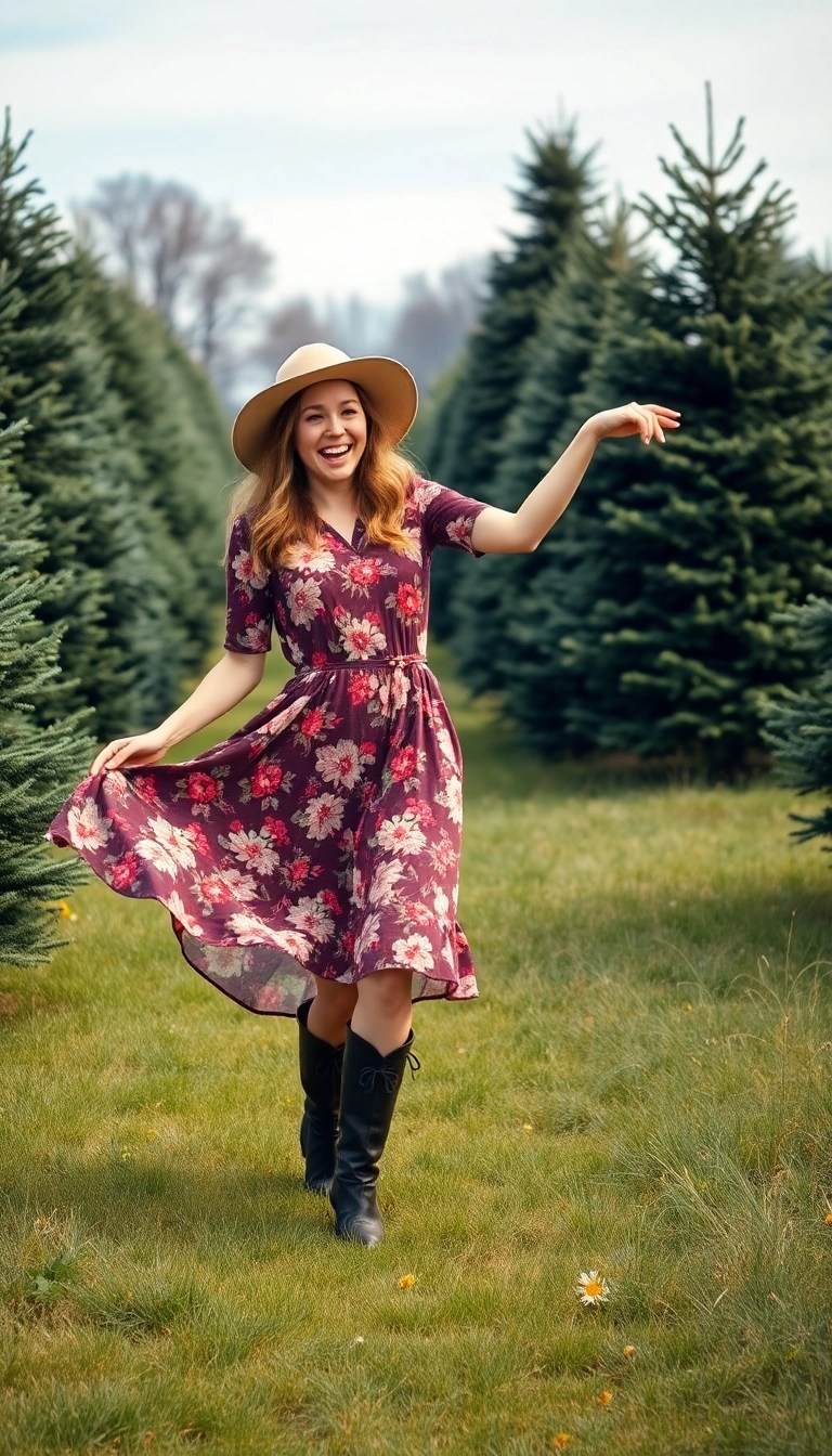 11 Retro Christmas Outfit Ideas That Will Bring Back Festive Memories! 🎶 - 6. Retro Floral Dress