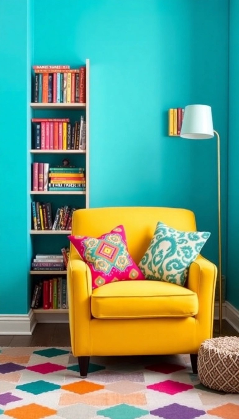 12 Dreamy Reading Nooks You'll Wish You Could Dive Into Right Now! - 6. The Color Explosion