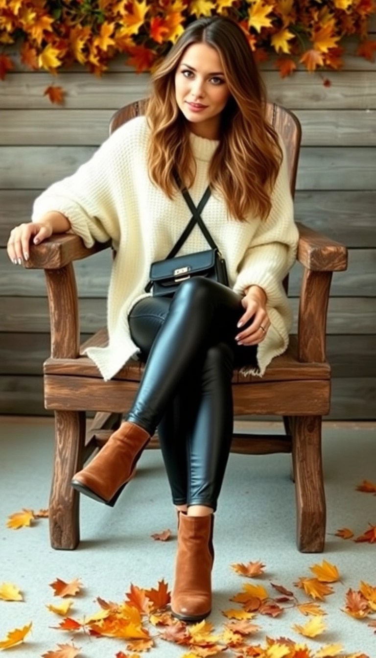 12 Stunning Thanksgiving Outfits That'll Make You the Star of Dinner (You Won't Believe #7!) - 2. Oversized Sweater and Leather Leggings