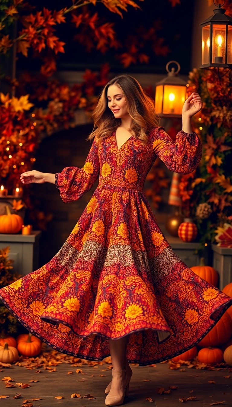 12 Stunning Thanksgiving Outfits That'll Make You the Star of Dinner (You Won't Believe #7!) - 7. Statement Print Dress