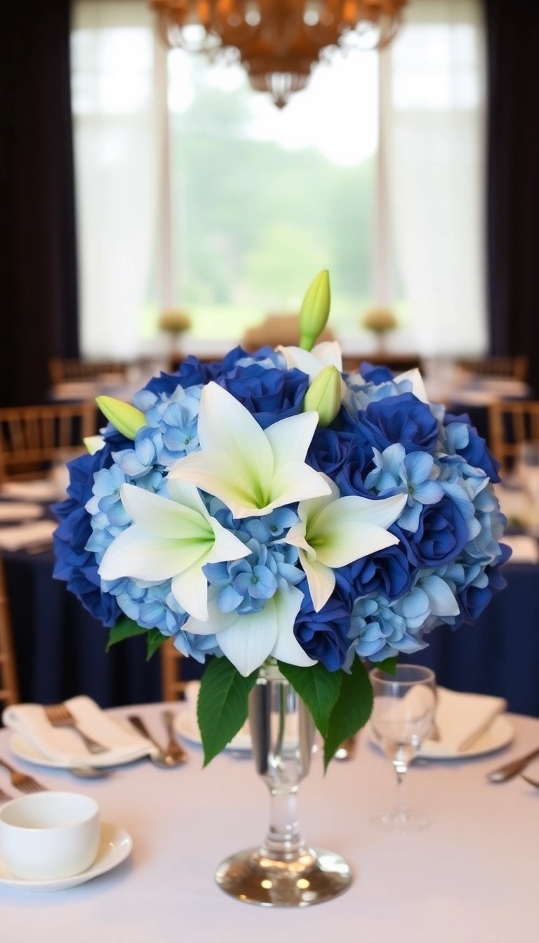 12 Wedding Flower Color Palettes That Will Leave You Breathless (Find Your Perfect Match at #5!) - 9. Classic Navy and White