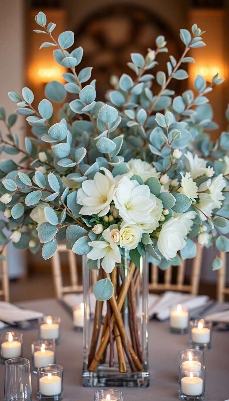 14 Gorgeous Winter Wedding Flower Ideas That Will Take Your Breath Away! - 2. Frosted Eucalyptus