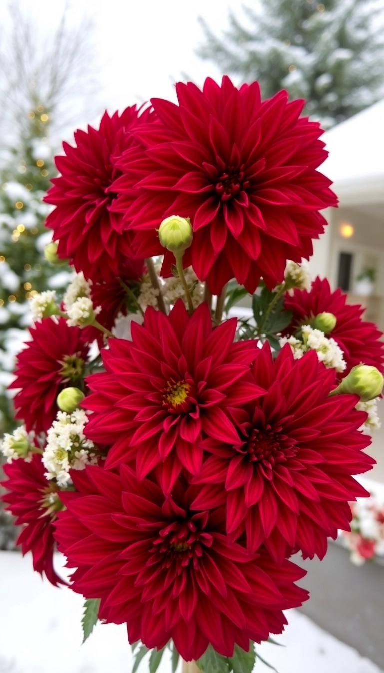14 Gorgeous Winter Wedding Flower Ideas That Will Take Your Breath Away! - 3. Deep Red Dahlias