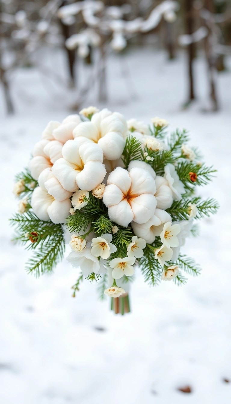 14 Gorgeous Winter Wedding Flower Ideas That Will Take Your Breath Away! - 6. Whimsical Cotton Flower
