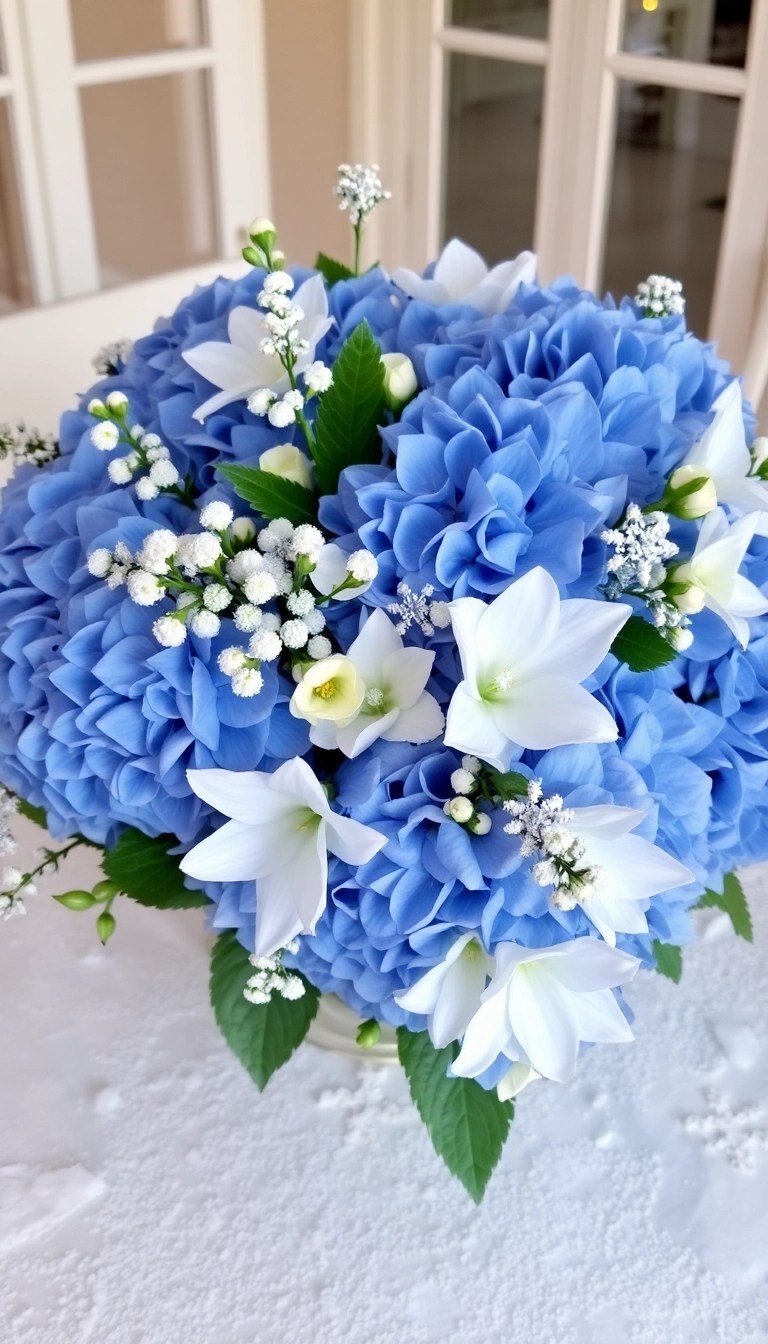 14 Gorgeous Winter Wedding Flower Ideas That Will Take Your Breath Away! - 7. Blue Hydrangeas