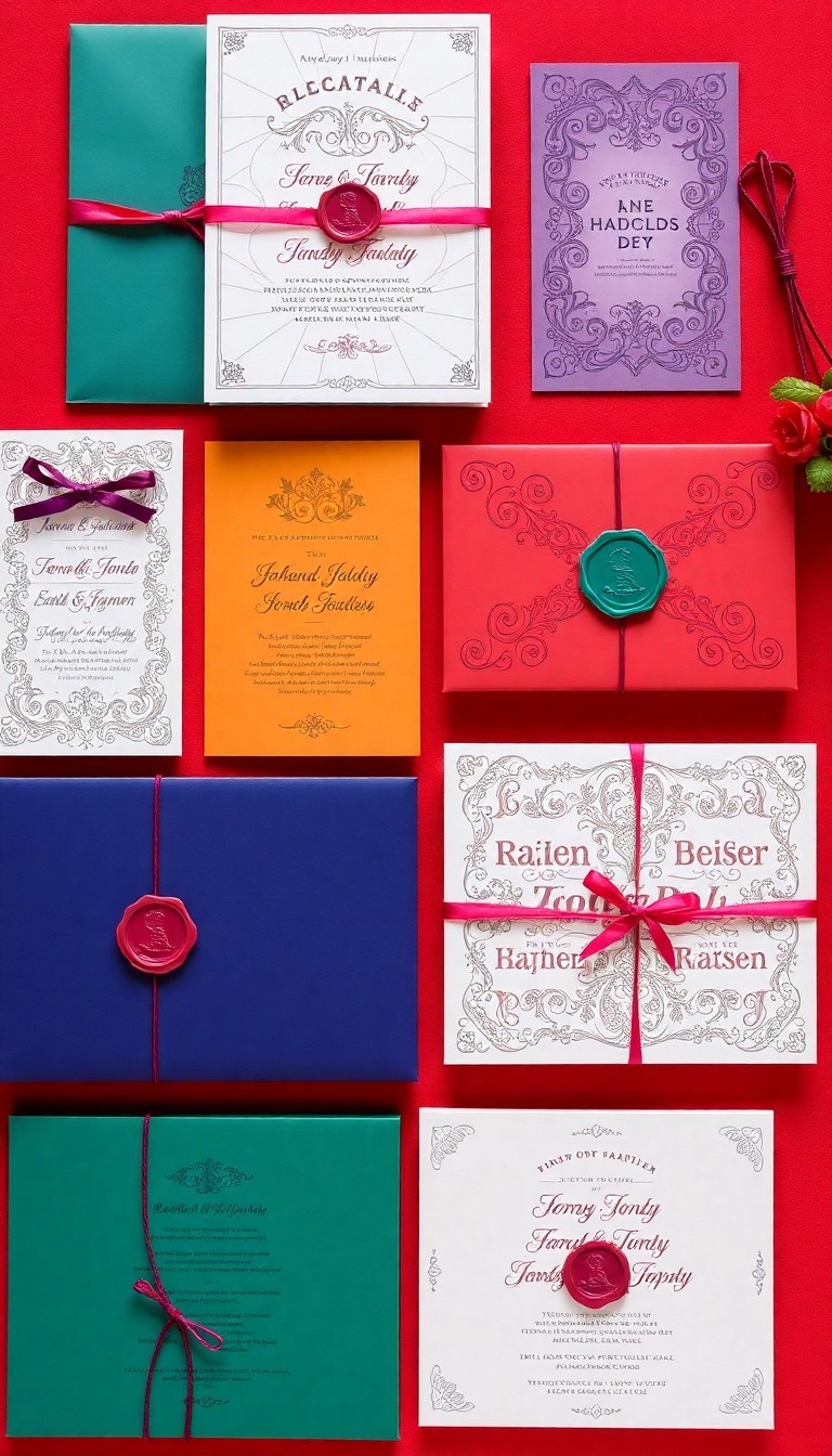 15 Maximalist Wedding Decor Ideas That'll Leave You Breathless (Number 9 is a Showstopper!) - 8. Bold Invitations