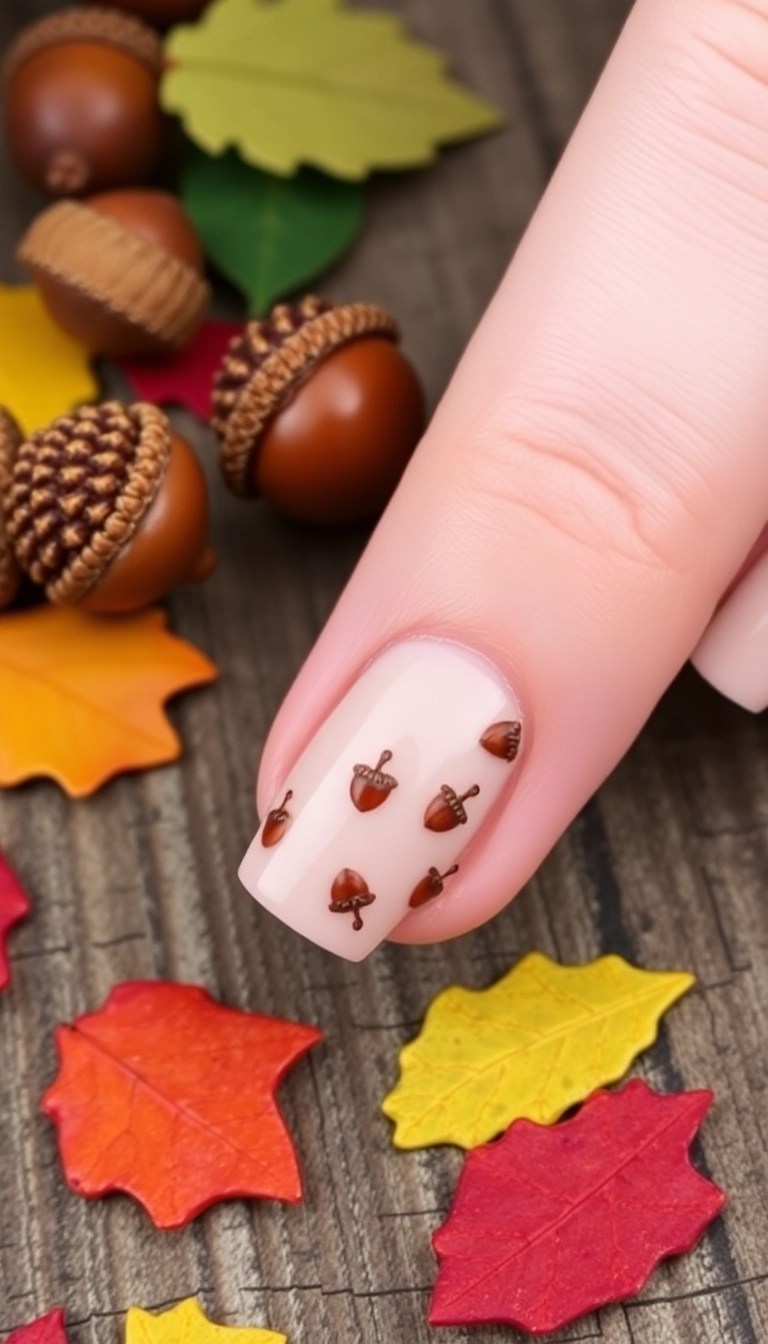 15 Must-Try Thanksgiving Nail Designs That Are Trending This Fall (Wait Until You See #9!) - 12. Whimsical Acorns