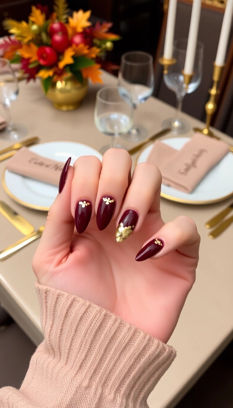 15 Must-Try Thanksgiving Nail Designs That Are Trending This Fall (Wait Until You See #9!) - 14. Gold Foil Accents