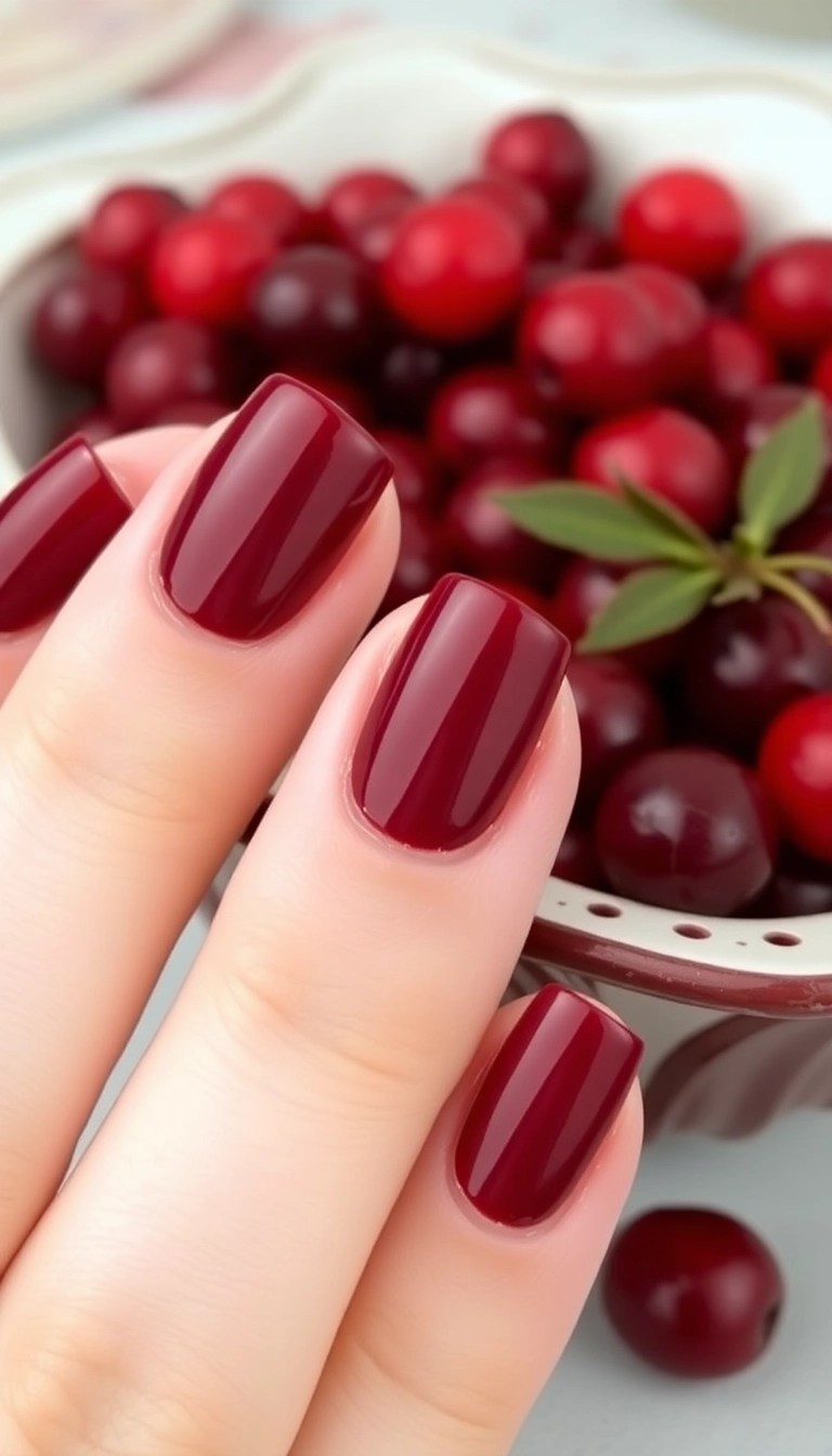 15 Must-Try Thanksgiving Nail Designs That Are Trending This Fall (Wait Until You See #9!) - 4. Cranberry Delight