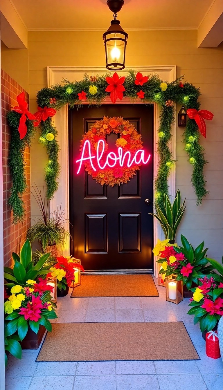 15 Stunning Hawaiian Christmas Decor Ideas That Will Transform Your Home into Paradise! - 15. Festive Aloha Signage