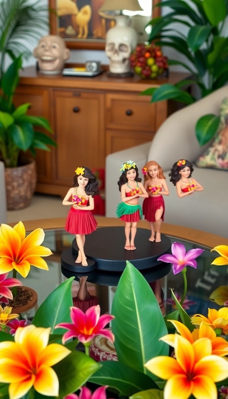 15 Stunning Hawaiian Christmas Decor Ideas That Will Transform Your Home into Paradise! - 7. Hula Girl Figurines