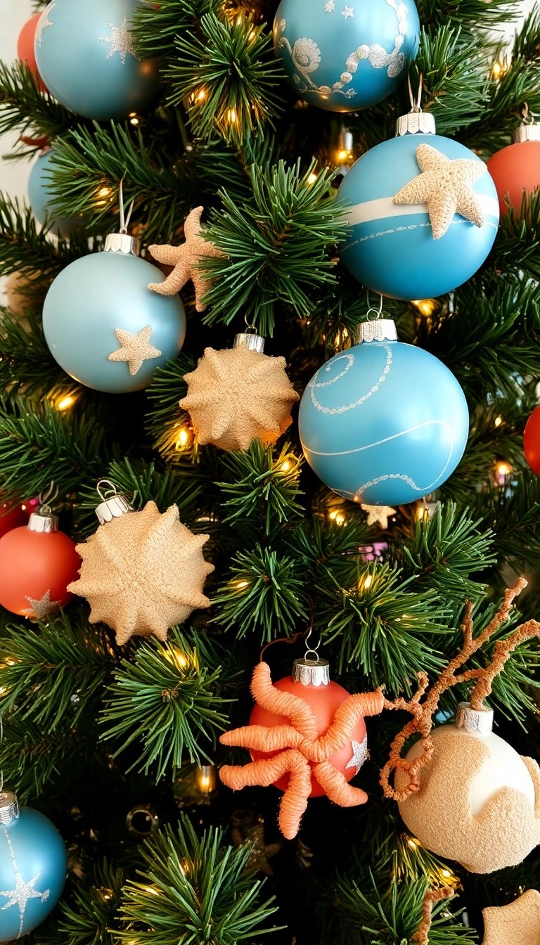 15 Tropical Christmas Decor Ideas to Make Your Holiday Feel Like a Beach Vacation! - 4. Ocean-Inspired Ornaments