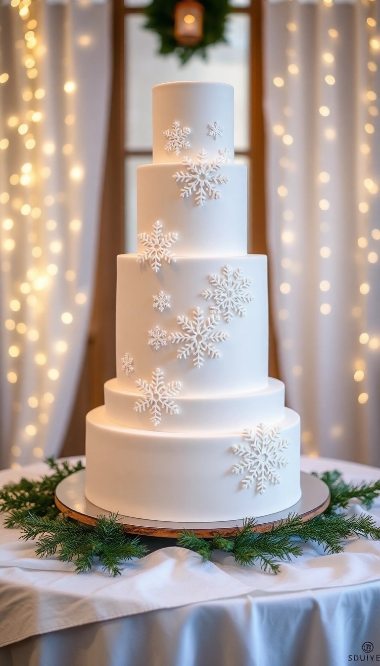 16 Gorgeous Winter Wedding Cake Designs That Are Almost Too Beautiful to Eat (Don't Miss #3!) - 1. Frosted Elegance