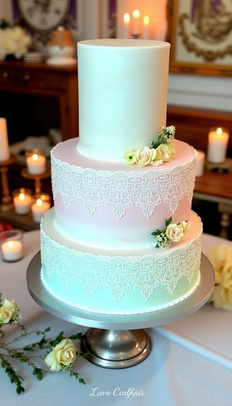 16 Gorgeous Winter Wedding Cake Designs That Are Almost Too Beautiful to Eat (Don't Miss #3!) - 11. Vintage Romance