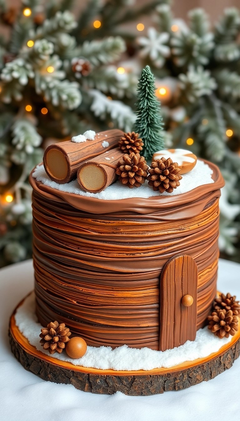 16 Gorgeous Winter Wedding Cake Designs That Are Almost Too Beautiful to Eat (Don't Miss #3!) - 15. Cozy Cabin