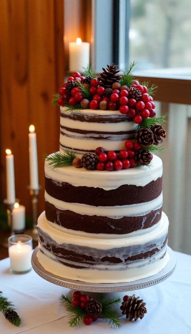 16 Gorgeous Winter Wedding Cake Designs That Are Almost Too Beautiful to Eat (Don't Miss #3!) - 2. Rustic Charm