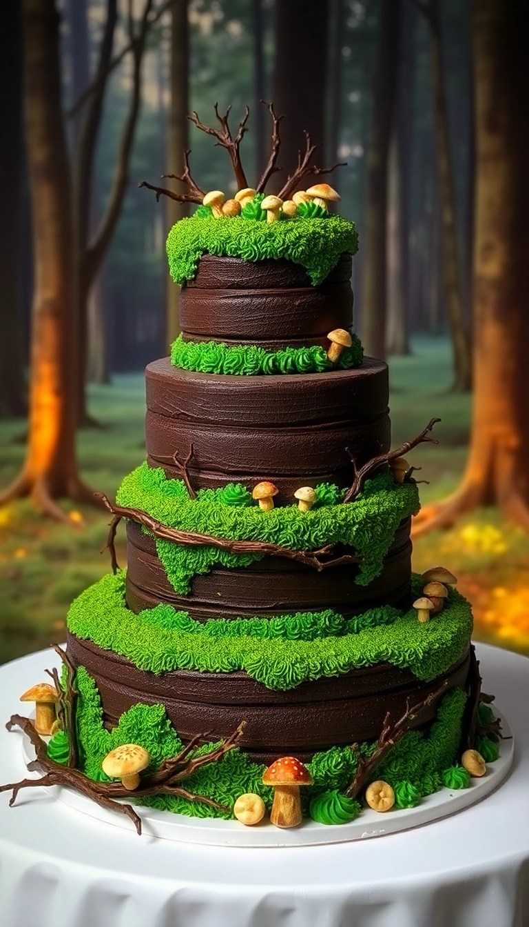 16 Gorgeous Winter Wedding Cake Designs That Are Almost Too Beautiful to Eat (Don't Miss #3!) - 3. Enchanted Forest