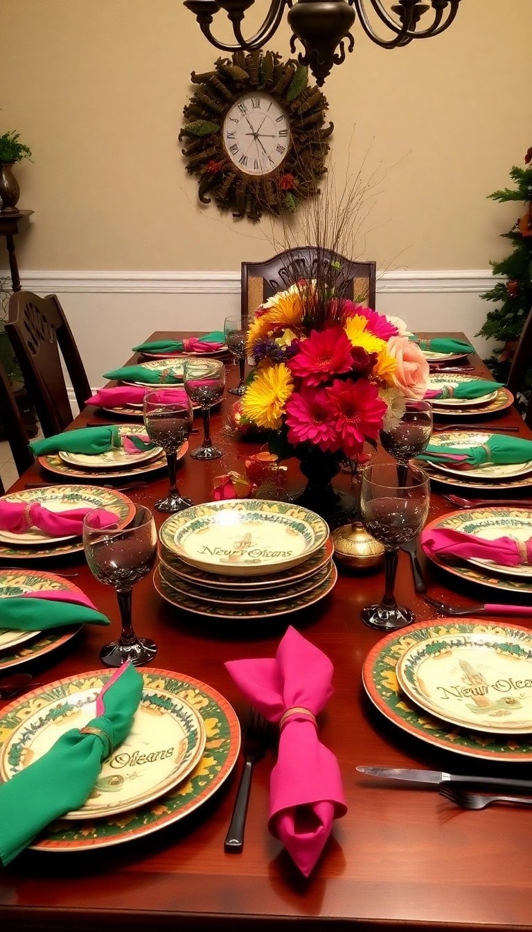 19 Stunning New Orleans Christmas Decor Ideas That Will Make Your Home Shine Bright! - 10. New Orleans-Themed Holiday Table Settings
