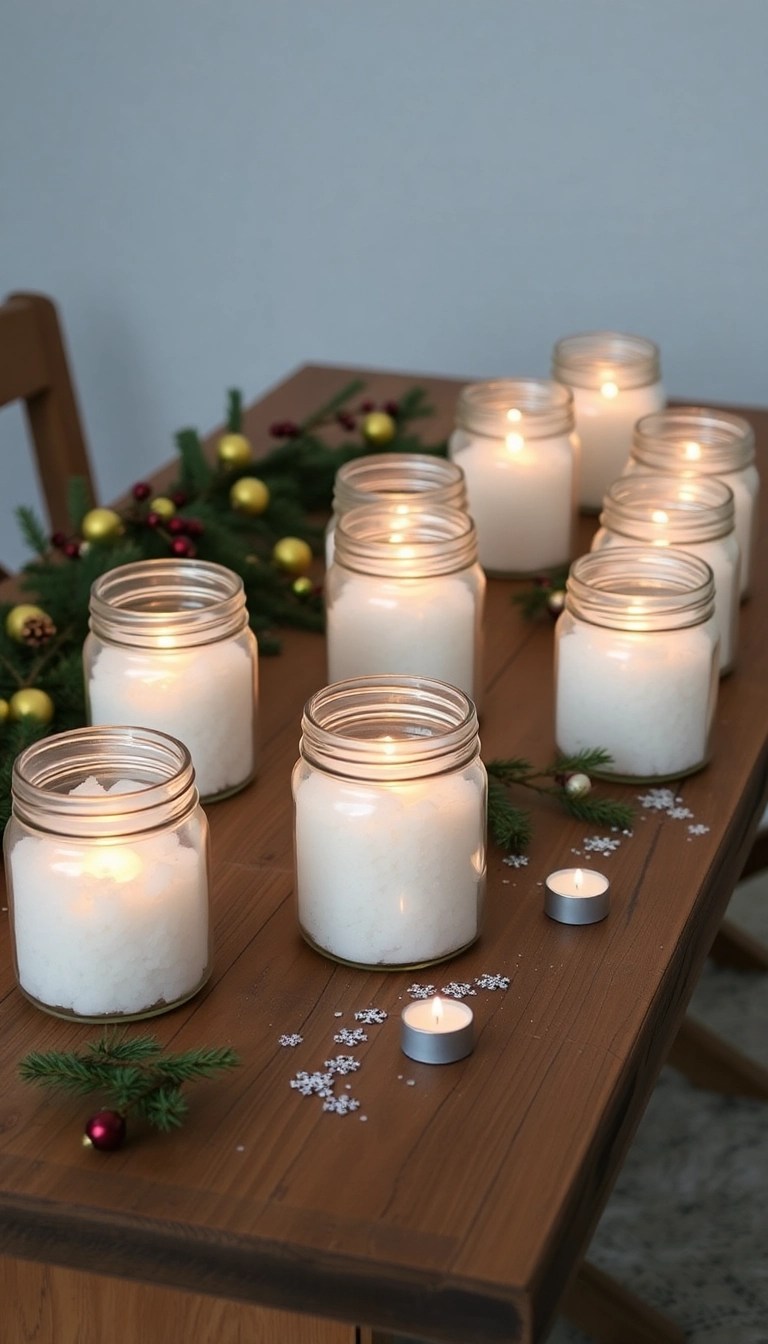 20 Easy DIY Christmas Decor Ideas That Will Wow Your Guests (And Save You Money!) - 3. Mason Jar Candle Holders