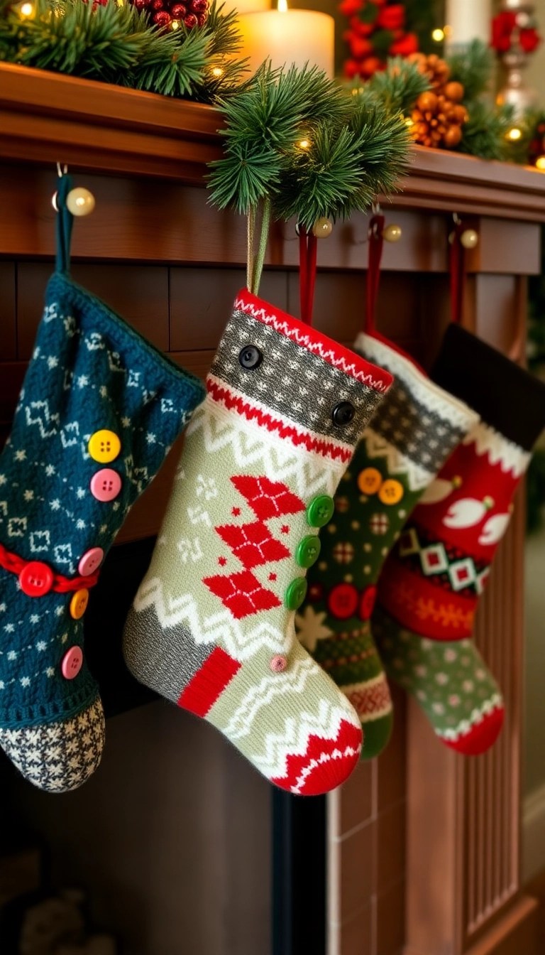 20 Easy DIY Christmas Decor Ideas That Will Wow Your Guests (And Save You Money!) - 4. Upcycled Sweater Stockings