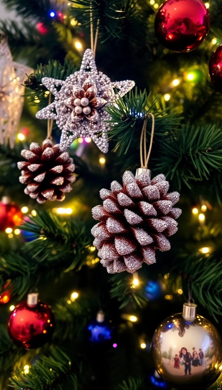20 Easy DIY Christmas Decor Ideas That Will Wow Your Guests (And Save You Money!) - 6. Glittery Pinecone Ornaments