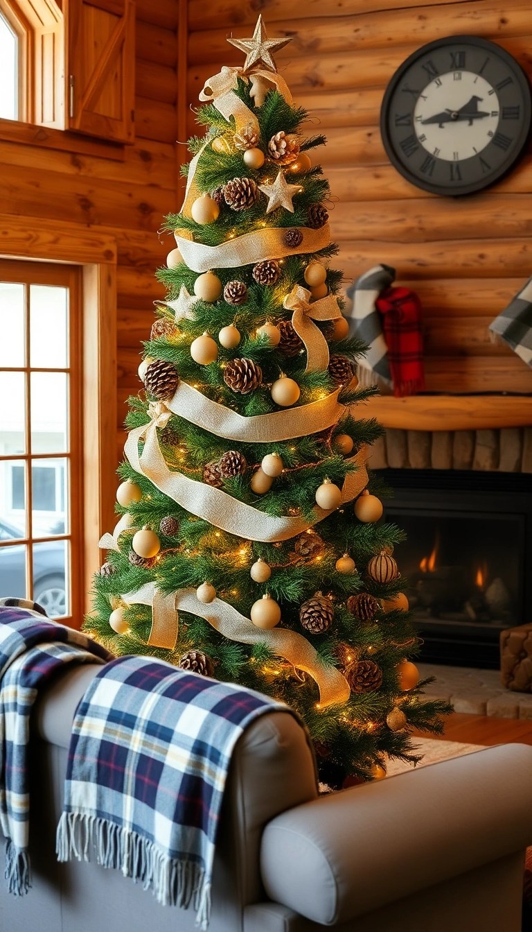 20 Jaw-Dropping Christmas Tree Decor Ideas That Will Make Your Home Shine! - 1. Rustic Lodge Charm