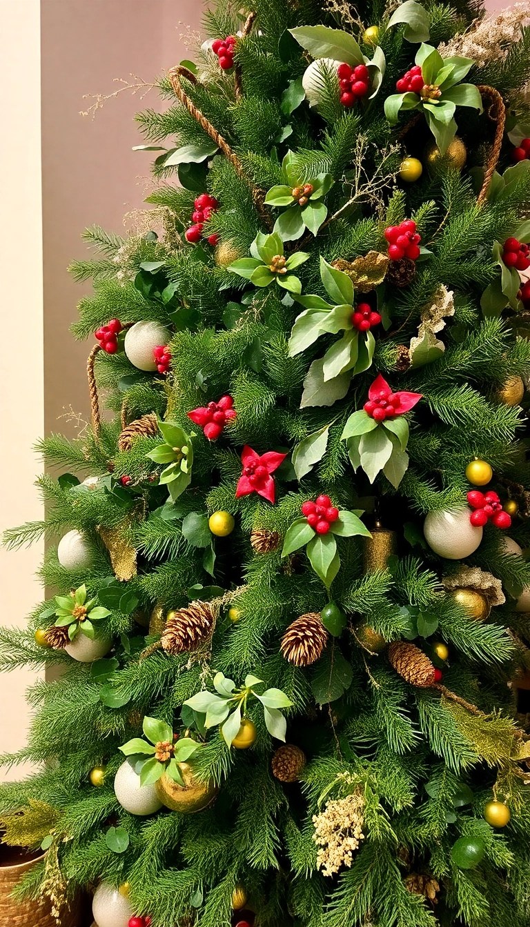 20 Jaw-Dropping Christmas Tree Decor Ideas That Will Make Your Home Shine! - 16. Festive Foliage