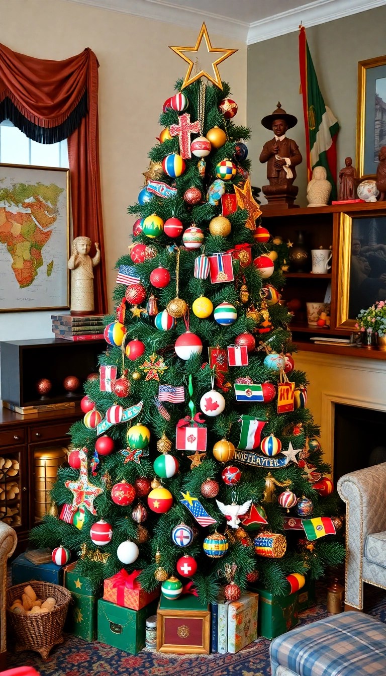 20 Jaw-Dropping Christmas Tree Decor Ideas That Will Make Your Home Shine! - 19. Around the World