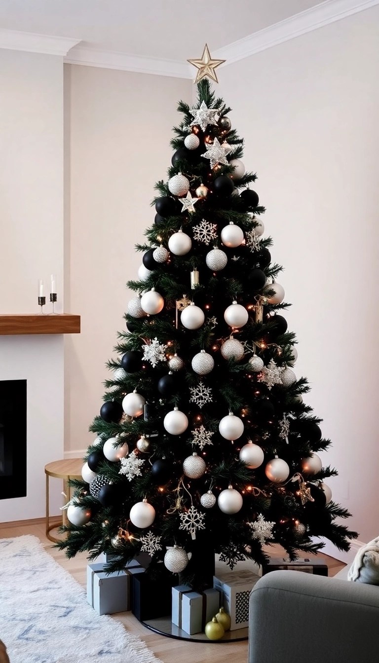 20 Jaw-Dropping Christmas Tree Decor Ideas That Will Make Your Home Shine! - 8. Monochrome Magic
