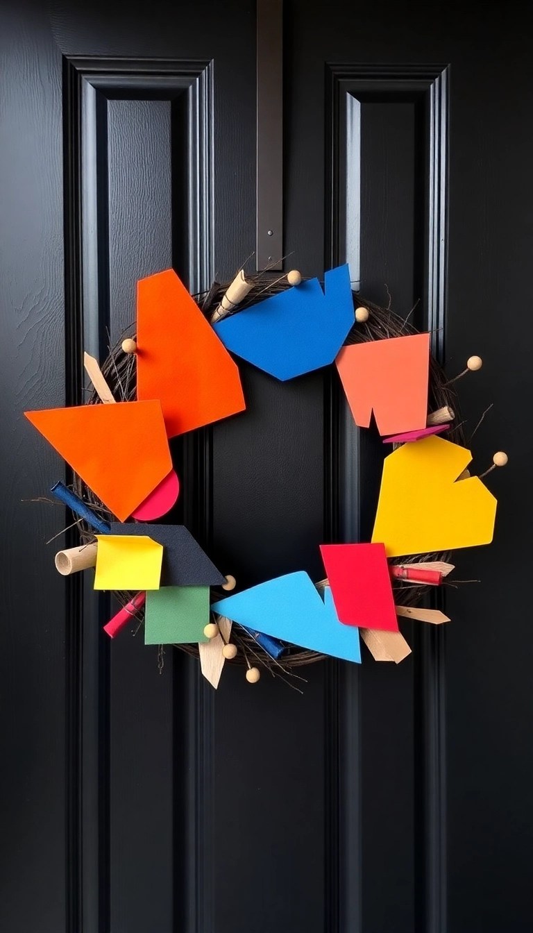 20 Maximalist Wreath Ideas That'll Make Your Front Door the Envy of the Neighborhood! - Bold Geometric Wreath