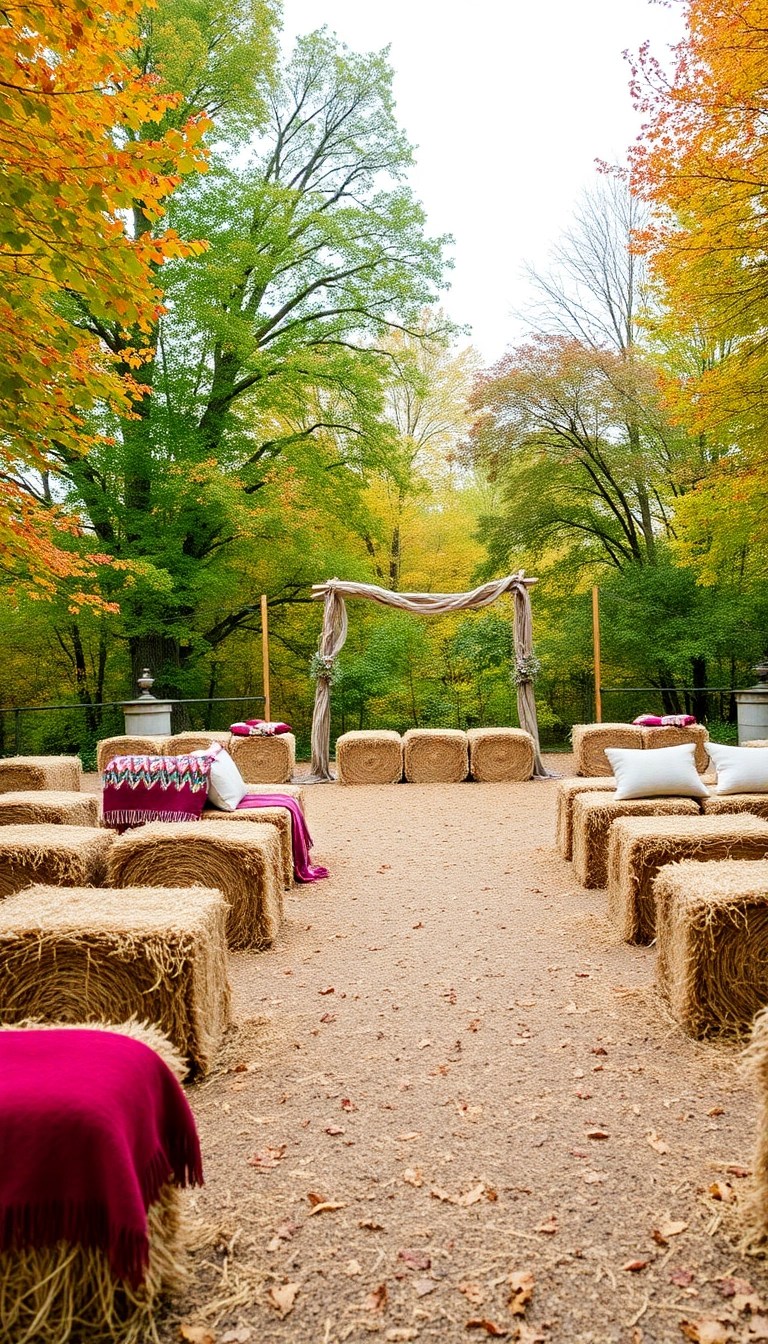 21 Breathtaking Autumn Wedding Decor Ideas That Will Leave You in Awe! - 14. Hay Bale Seating