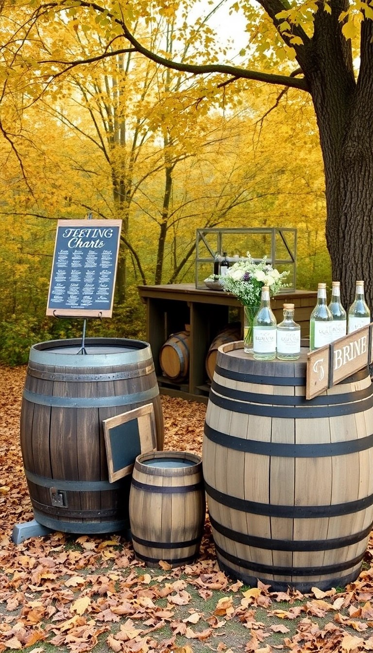 21 Breathtaking Autumn Wedding Decor Ideas That Will Leave You in Awe! - 17. Wine Barrel Decor