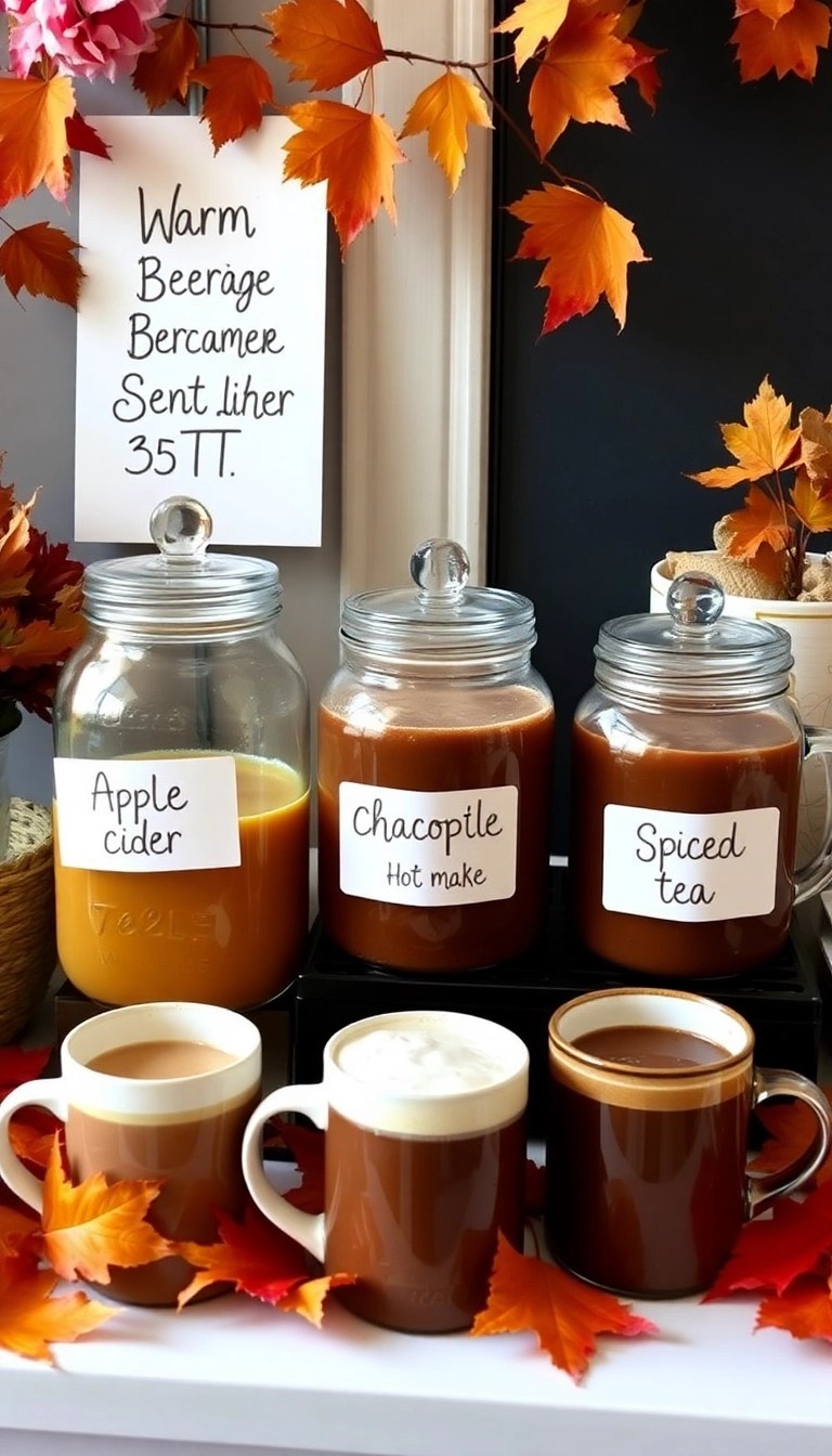 21 Breathtaking Autumn Wedding Decor Ideas That Will Leave You in Awe! - 20. Warm Beverages Station