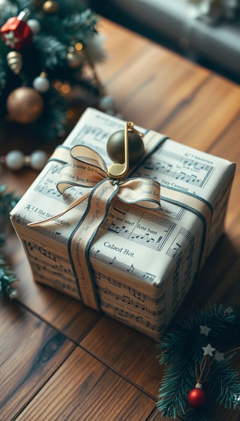 22 Vintage Gift Wrap Ideas That'll Make Your Presents Stand Out Under the Tree! - 2. Antique Sheet Music Wrap