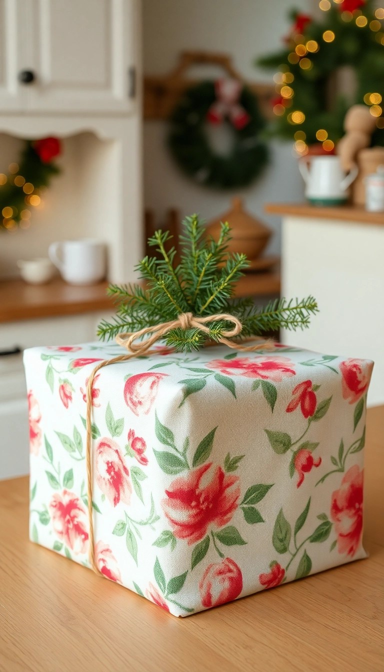 22 Vintage Gift Wrap Ideas That'll Make Your Presents Stand Out Under the Tree! - 4. Floral Tea Towels