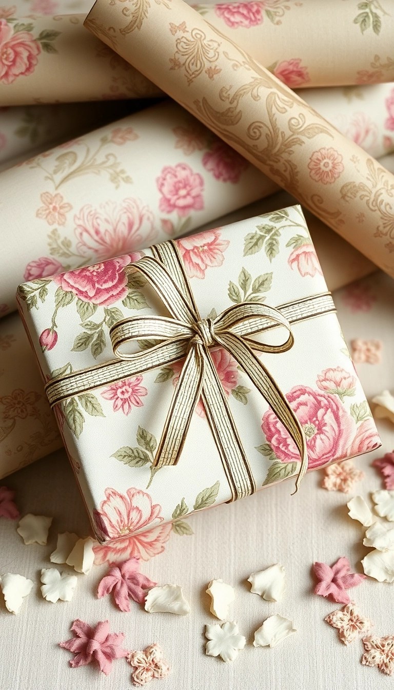 22 Vintage Gift Wrap Ideas That'll Make Your Presents Stand Out Under the Tree! - 8. Vintage Wallpaper Scraps