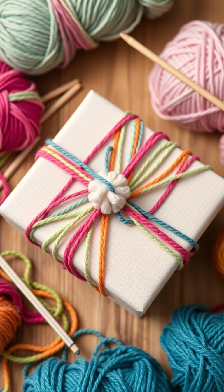 25 Creative Wrapping Paper Ideas That'll Leave Everyone Speechless (You Won't Believe #14!) - 11. Colorful Yarn Wrap