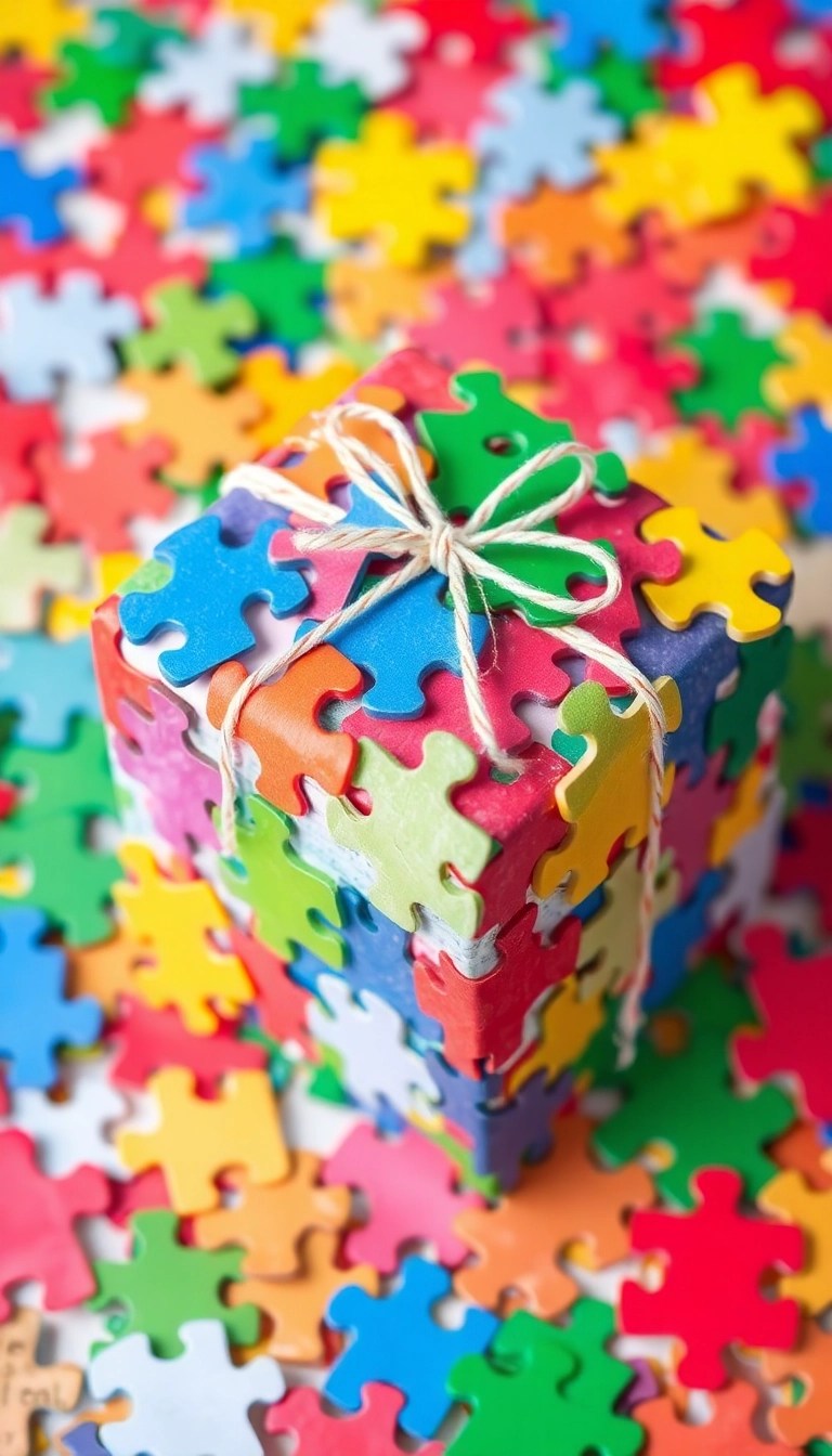 25 Creative Wrapping Paper Ideas That'll Leave Everyone Speechless (You Won't Believe #14!) - 14. Puzzle Piece Wrapping