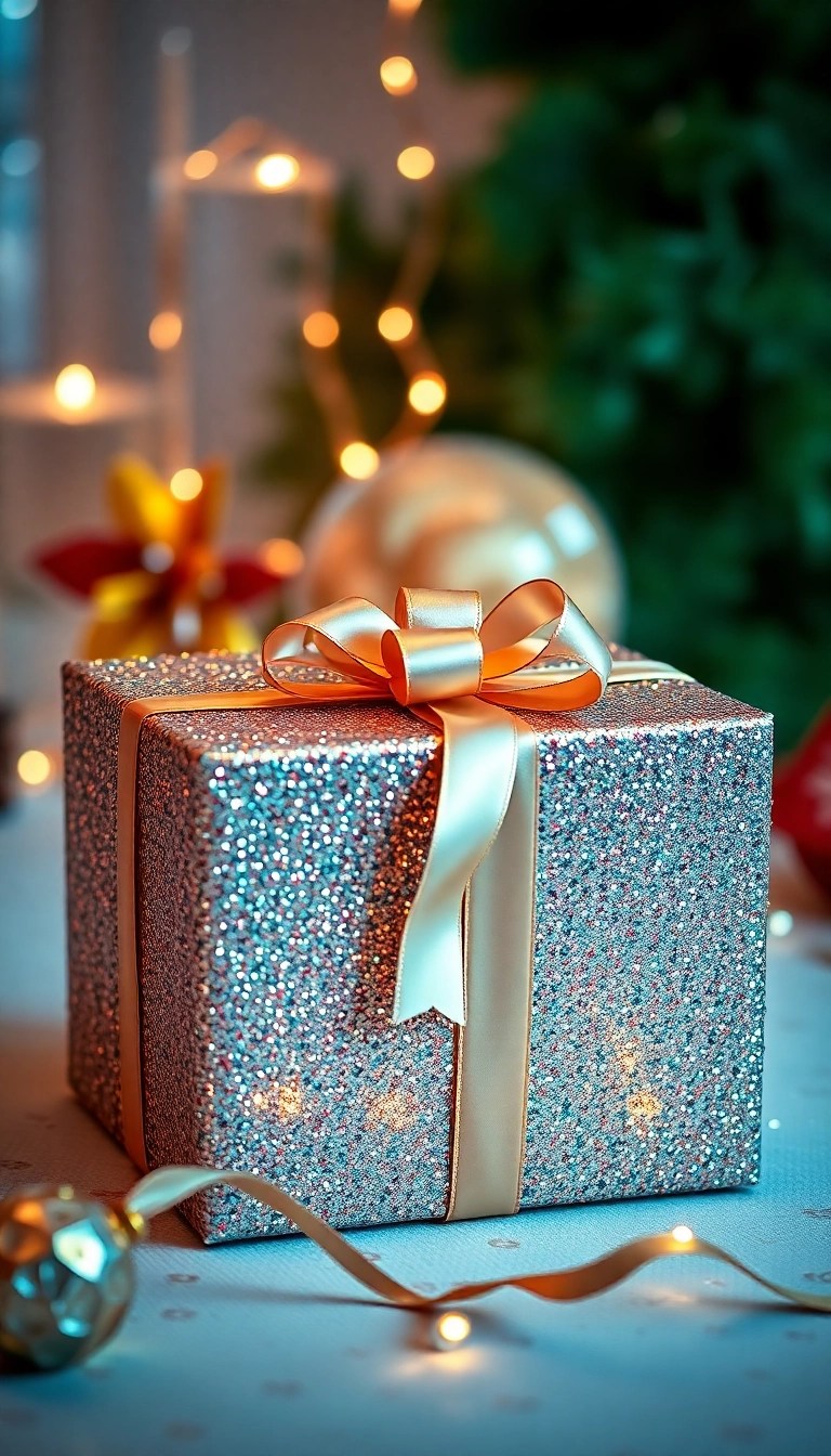 25 Creative Wrapping Paper Ideas That'll Leave Everyone Speechless (You Won't Believe #14!) - 15. Glitter and Glam