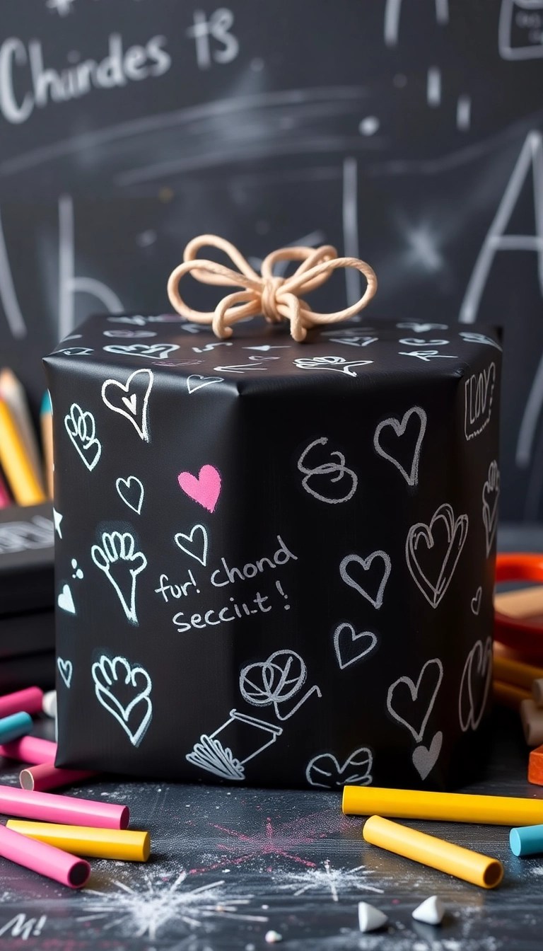 25 Creative Wrapping Paper Ideas That'll Leave Everyone Speechless (You Won't Believe #14!) - 18. Chalkboard Wrapping