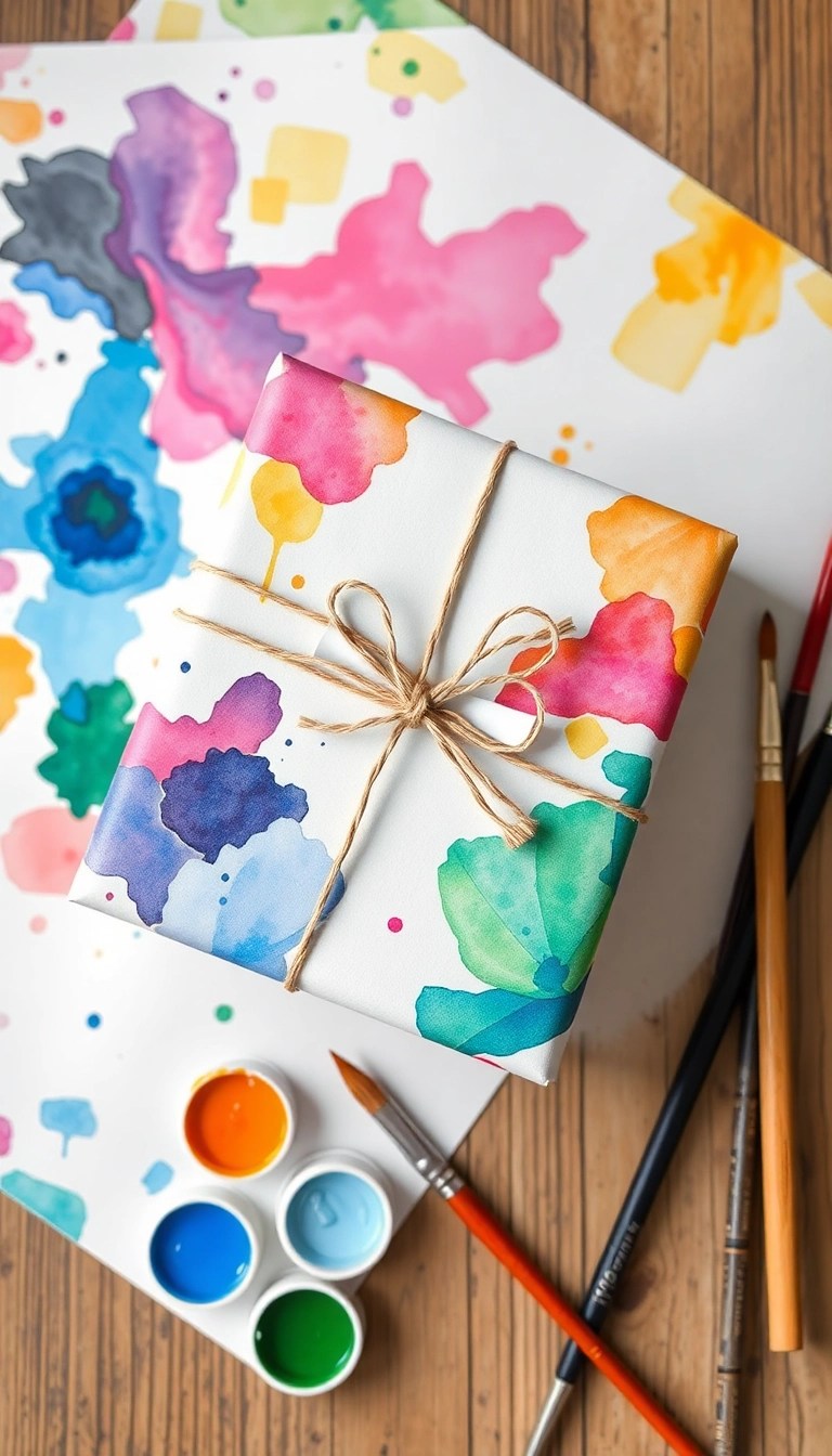 25 Creative Wrapping Paper Ideas That'll Leave Everyone Speechless (You Won't Believe #14!) - 5. Watercolor Art