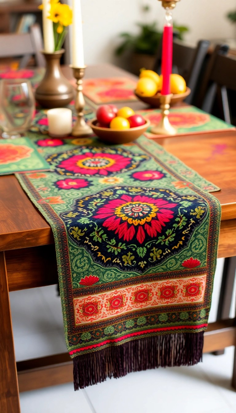 25 Maximalist Thanksgiving Decor Ideas That Will Leave Your Guests in Awe (You Won't Believe #18!) - 7. Vibrant Table Runner