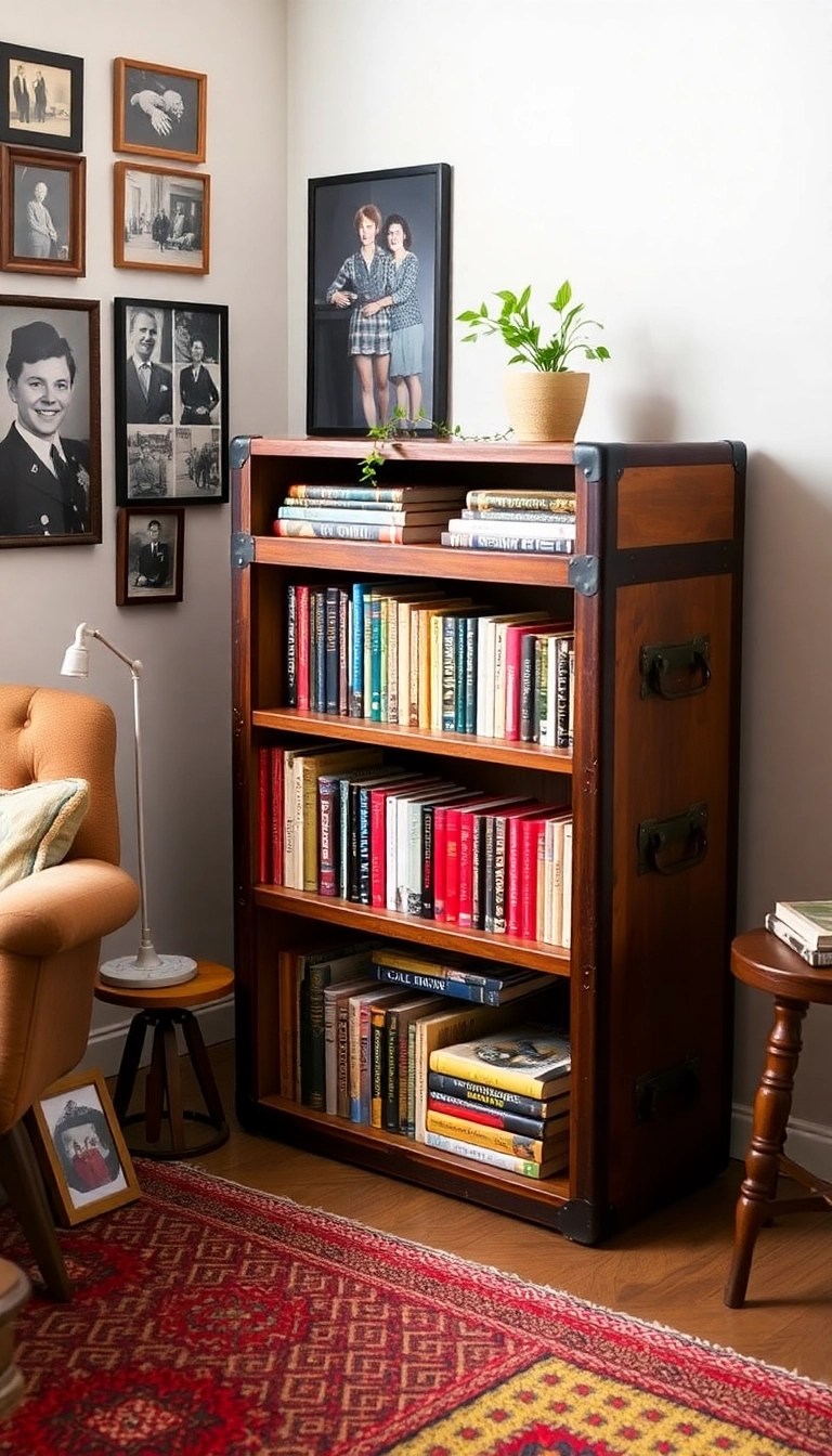 20 Creative Bookcases That'll Transform Your Space into an Art Gallery (You Won't Believe #5!) - 12. The Vintage Trunk