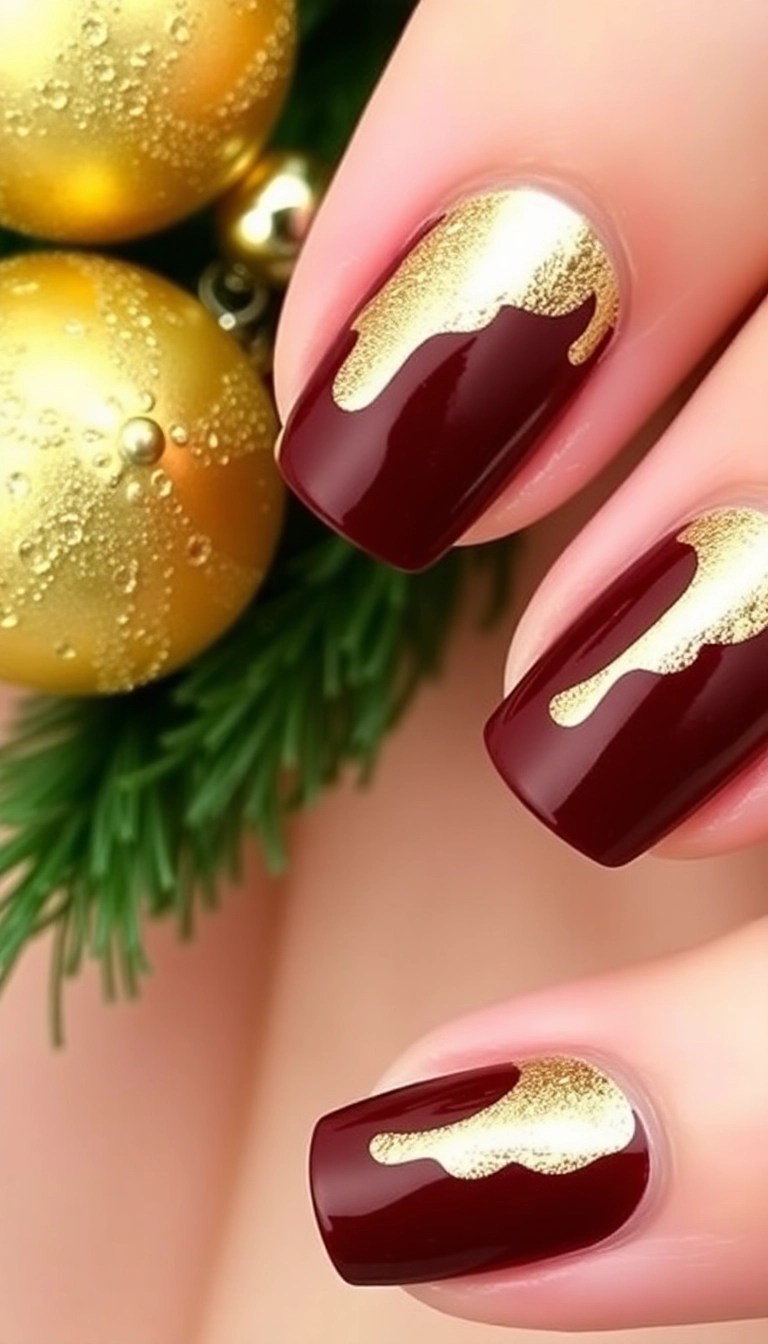 20 Glam Christmas Nail Designs That Will Make You Feel Like a Holiday Queen! - 7. Luxurious Metallic Foil